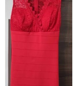 Red formal dress with lace