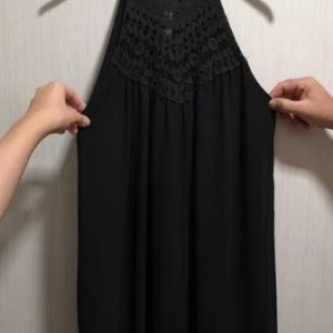 Black short dress with embroidery