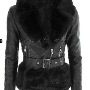 Winter leather jacket with down