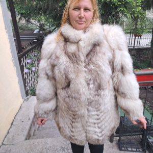 Silver fox fur coat