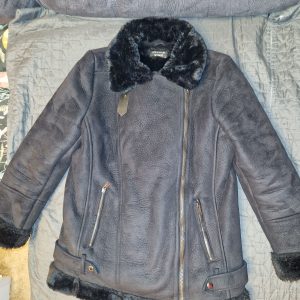 Black leather short coat