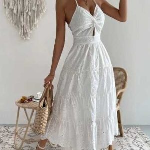 White Dress, White Lace Dress, Midi White Dress, Lace Dress