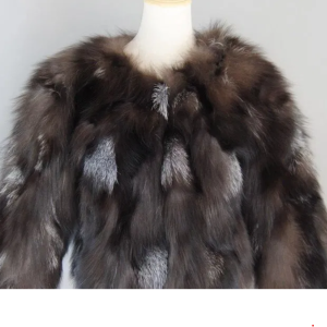 Leather jacket natural fur - silver fox