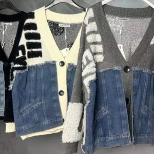 Women's vest with denim accent