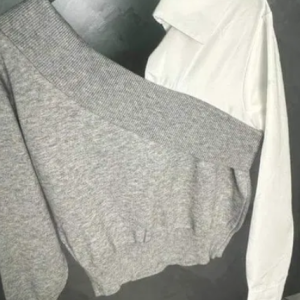 Sweater with accent shirt in gray or black