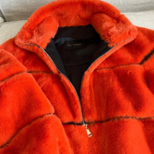 Unique orange jacket, eco leather
