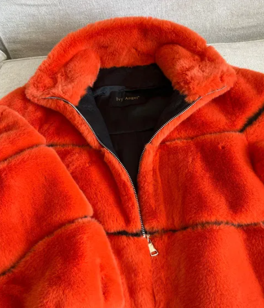 Unique orange jacket, eco leather