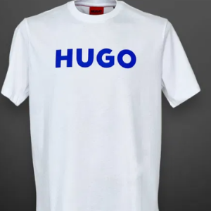 Hugo Boss White T-Shirt BLUE Lettering Chest Print - SML XL XXL