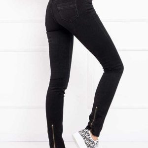 Black denim pants with zippers