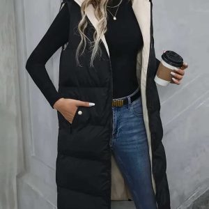 Long women's black vest