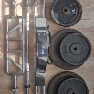 Gym, weights, bars, dumbbells