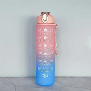 Water Bottle with Straw Handle and Motivational Measure