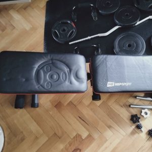 Home gym-free weights curl bar.