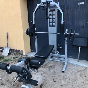 Powerful bench with atlas and kettler weights