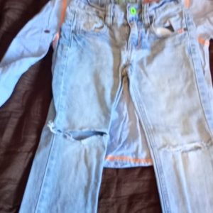 Children's set for a boy, jeans and a shirt, size 122-128